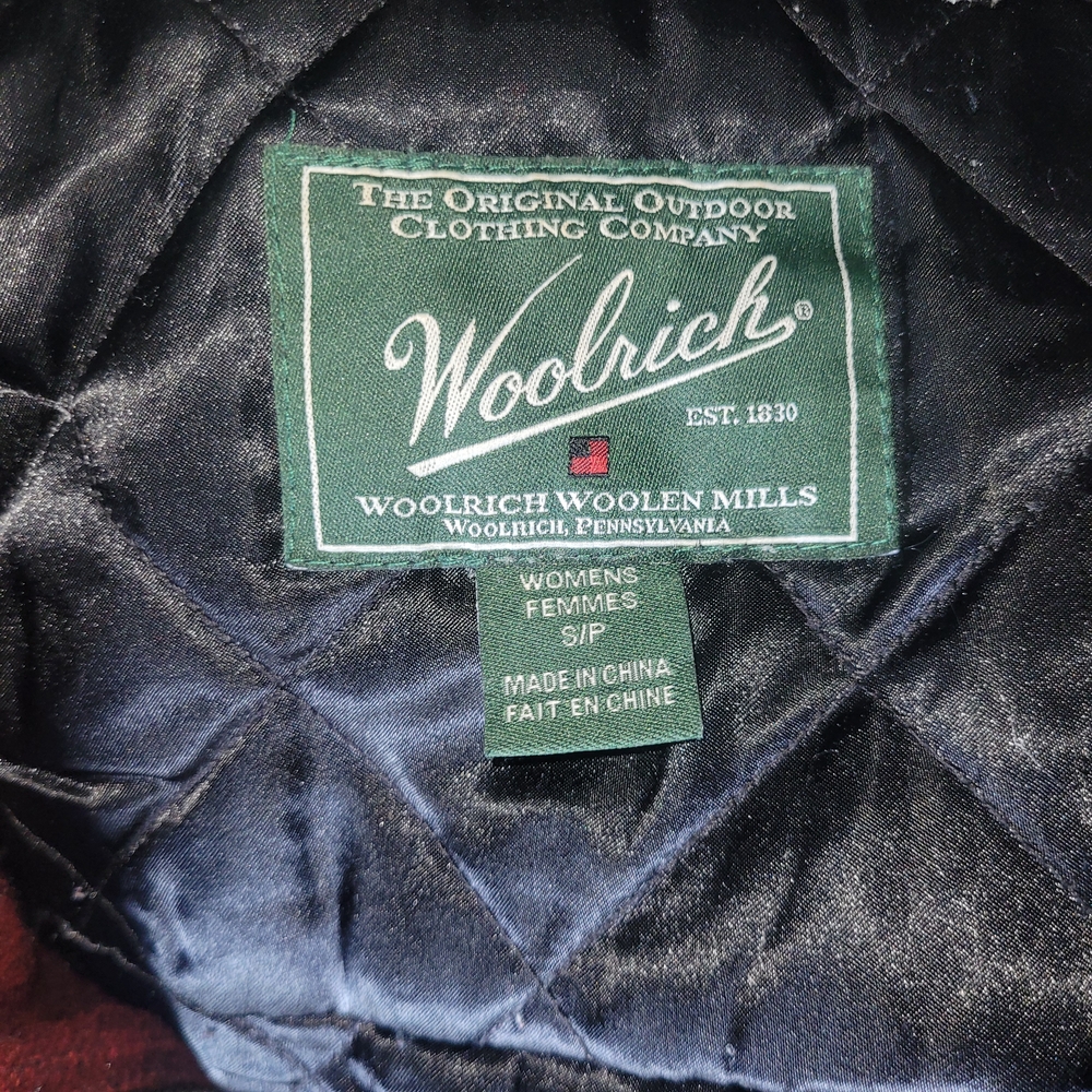 Woolrich Plaid Ombre Red Hunt Style Hooded Wool Blend Coat S - Picture 10 of 12